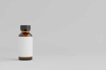 Amber Brown Medical Health Bottle Mockup 3D Illustration