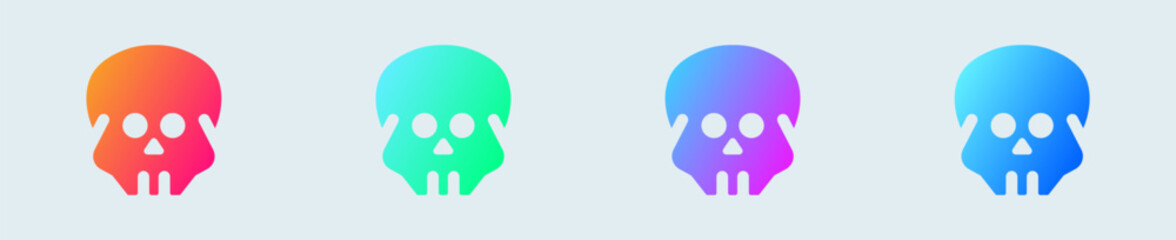 Skull solid icon in gradient colors. Skeleton signs vector illustration.