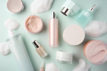A collection of skincare products including a cream and a lot of cream. AI generation