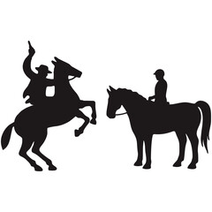 Typical cowboy and horseman silhouettes