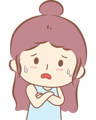 The woman was in a heat condition, sweating because of the hot weather.