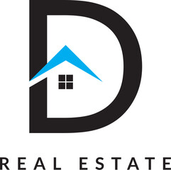 Letter D and Real Estate company logo design 
