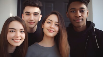 Fototapeta premium Portrait group of diverse students together, Generative AI
