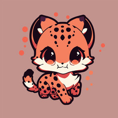 A cartoon illustration of a cute little leopard.