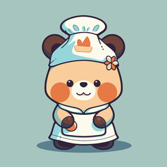 Cute cartoon character of a cute bear chef.