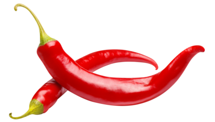 Delicious red chili peppers cut out