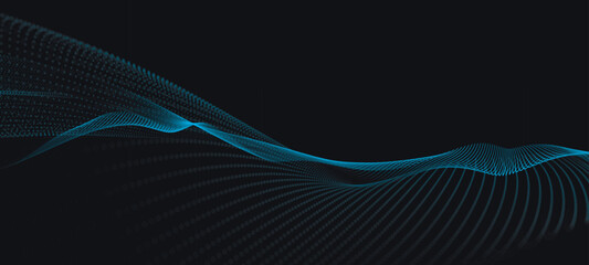 Abstract digital wave of particles. Futuristic point wave. Technology background vector. 3D rendering.