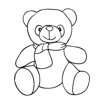 panda doll line vector illustration
