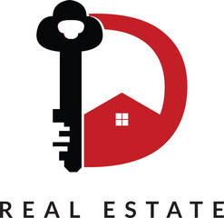 Letter D and Real Estate company logo design 