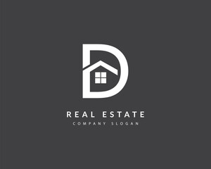 Letter D and Real Estate company logo design 