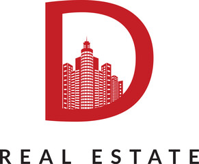 Letter D and Real Estate company logo design 