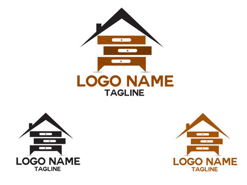 Furniture logo. Home furniture vector logo design. Wood. Business. Bedroom. premium logo. Icon