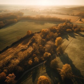 Scenic countryside landscape during golden hour showcasing the beauty of nature
