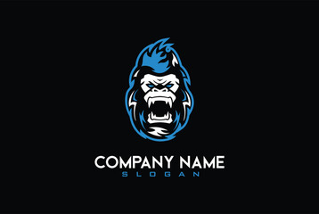 Gorilla Esport gaming mascot logo template Vector. Modern Head Monkey Logo Vector