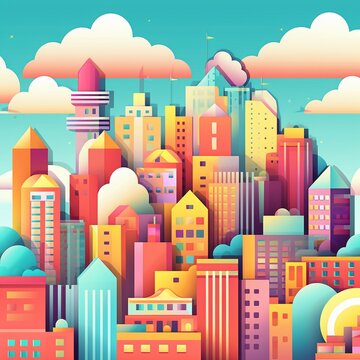 Colorful city skyline illustration