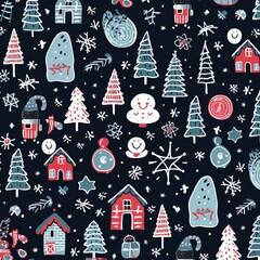 Naklejka premium Pattern illustration for Christmas gift background and paper bag. generative ai
