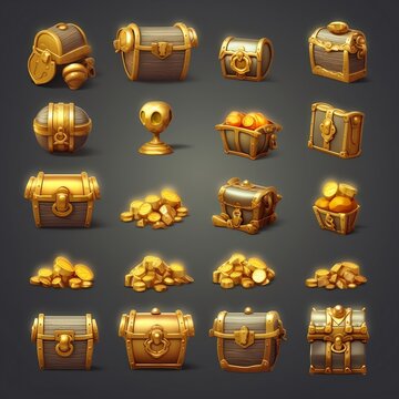 3D image illustration of treasure chest, money and treasures. generative ai