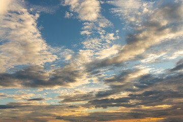 Beautiful cloudy sky at sunset, sky remplacement, nature background