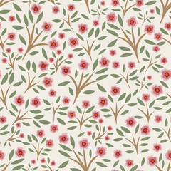 Vector floral seamless pattern. Surface pattern design for fabric and fashion  