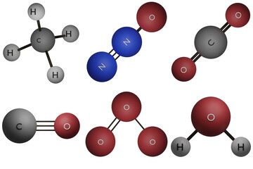 Greenhouse gases molecules 