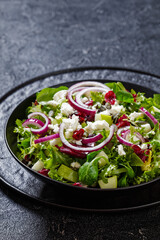 Green Salad with Apple, Cheese, Cranberry in bowl