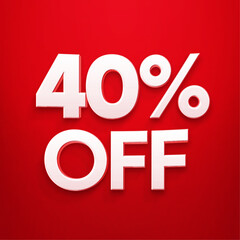 Red percent sign on white, Label super sale, Label 40% off, Best offer