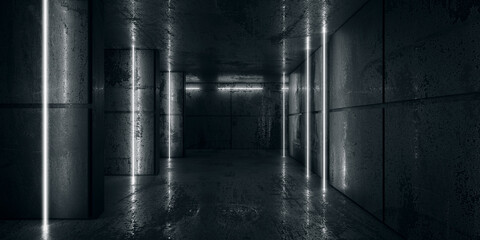 Neon and neon beams in the dark room