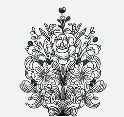 surreal ornamental flower arrangement retro art design