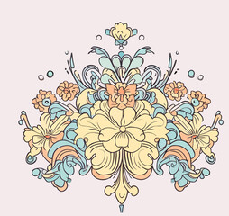 surreal ornamental flower arrangement retro art design