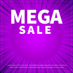 Mega sale banner, 3d render of a symbol on illustration