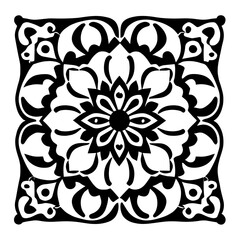 Flower clipart vector design black and white