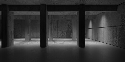 Abstract empty modern interior. Concrete walls