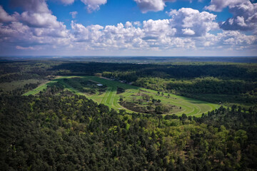 Fototapeta na wymiar aerial view of the hippodrome of the Solle in the forest of Fontainebleau