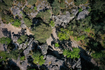 aerial view of the franchard gorges in the forest of fontainebleau