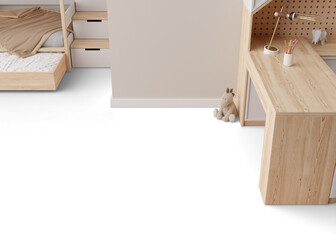 Floor covering presentation mock up, png. Kids room. Transparent template for your texture. Copy space for carpet, laminate flooring, ceramic tiles, parquet, pvc, vinyl. Floor mockup, show, display. 
