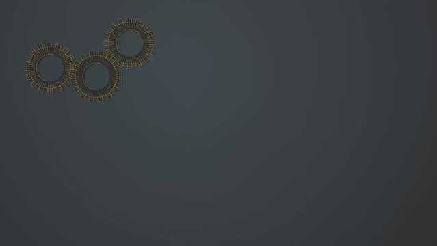 Zahnrad, drei, Drehung, Teamarbeit, Mechanismus, Weiterleiten, Delegieren, Fortschritt, Entwicklung, 3D, Arbeit, Motorik, grau, gelb, Wireframes