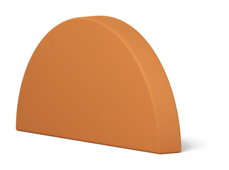 Brown half circle geometric shape isometric decor element 3d realistic illustration