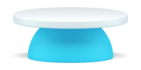 Realistic 3d podium abstract white geometric shape pedestal cylinder on blue hemisphere