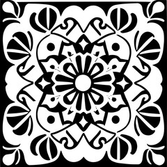 Flower clipart vector design black and white