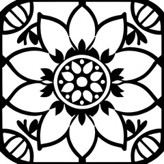 Flower clipart vector design black and white