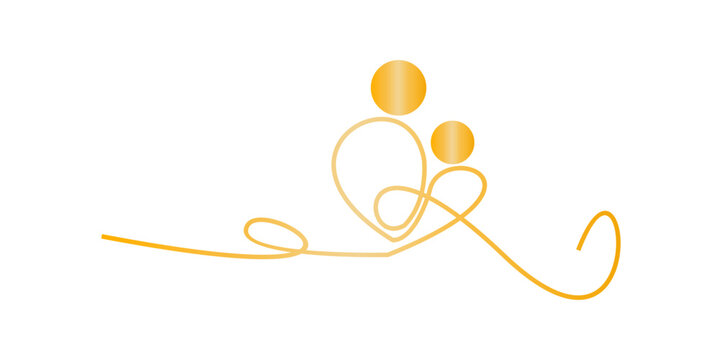 golden art line , world breastfeeding day, vector illustration