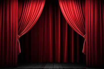 Grand Entrance: Red Stage Curtain with Archway. created with Generative AI