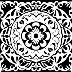 Flower clipart vector design black and white