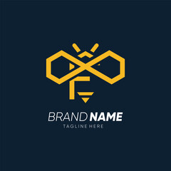 Fototapeta premium Letter F Initial Bee Line Logo Design Vector Icon Graphic Emblem Illustration 