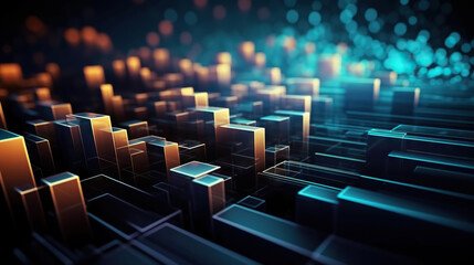 Obraz premium Modern digital abstract 3D background. Can be used in the description of network abilities, technological processes, digital storages, science, education, etc. Copy space. Based on Generative AI