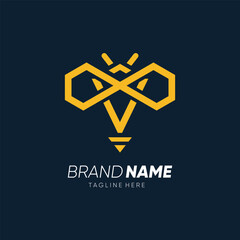 Letter V Initial Bee Line Logo Design Vector Icon Graphic Emblem Illustration 