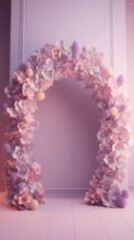 Blurred Flower Arch Background for Product Displays and Portraits, Generative AI technology.