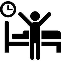 Man stretching arms after waking up Icon