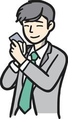 A man in a suit is holding a phone. business office worker