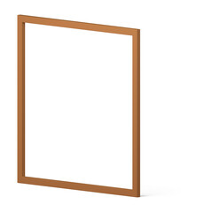 Brown 3d frame simple vertical rectangle decor element showcase design realistic illustration